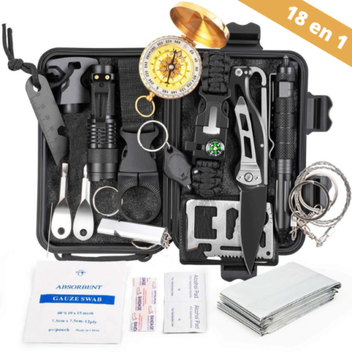 Kit de survie 18 en 1 kit de survie d'urgence en plein air