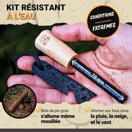Corde de jute / Bois de Pin avec grattoir Allume Feu 